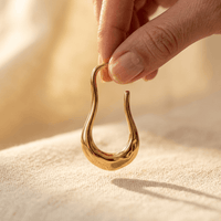 Gold Teardrop Hoop Stainless Steel Earrings