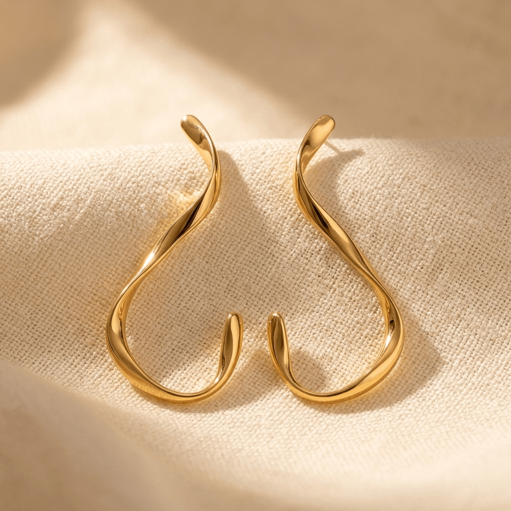 Elegant Gold Curved S Shape Hook Earrings