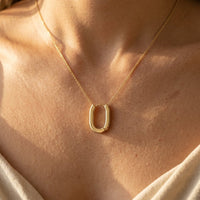 Gold Oval Link Double Chain Necklace
