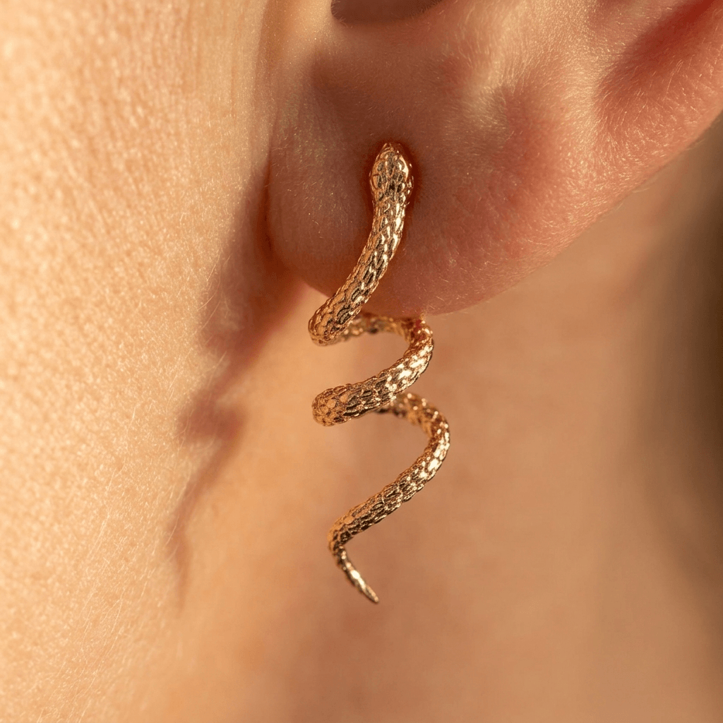 Twisted Gold Snake Stud Earrings