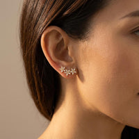 Elegant Sparkling Floral Copper Earrings