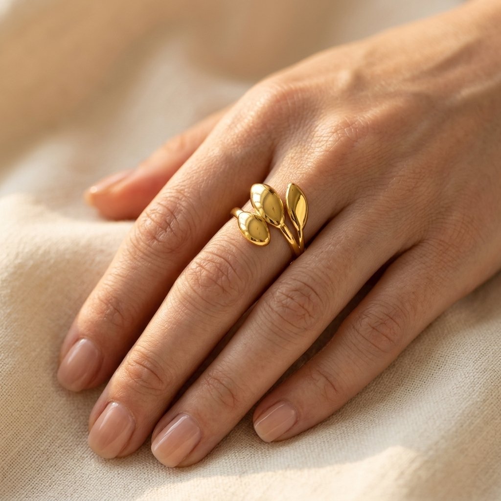 Gold Polished Teardrop Petal Ring