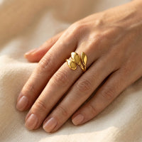 Gold Polished Teardrop Petal Ring