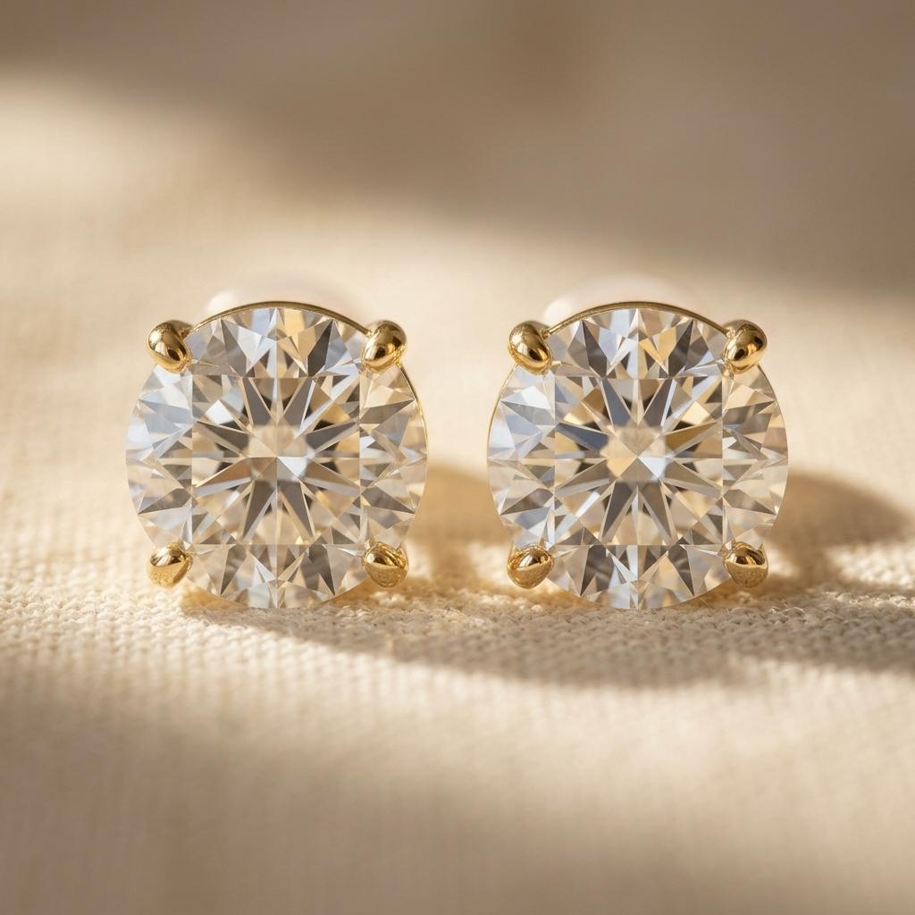 Golden Plated Synthetic Zirconia Stud Earrings
