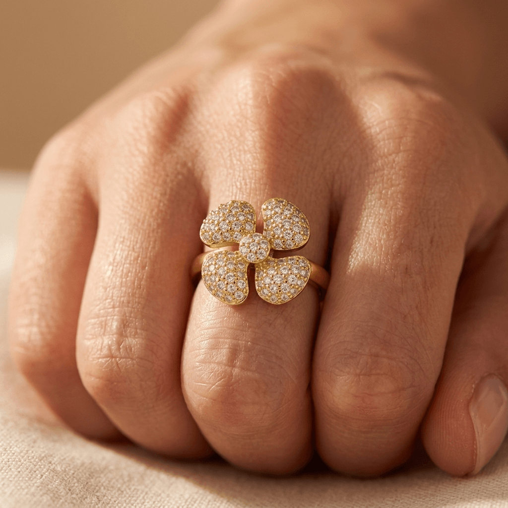 Elegant 18K Gold Plated Encrusted Ring