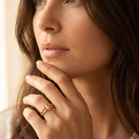 Gold Heart Shaped Round Cubic Zirconia Ring