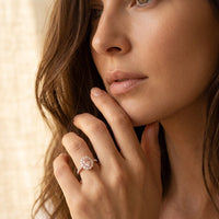 Rose Gold Morganite Halo Oval Ring