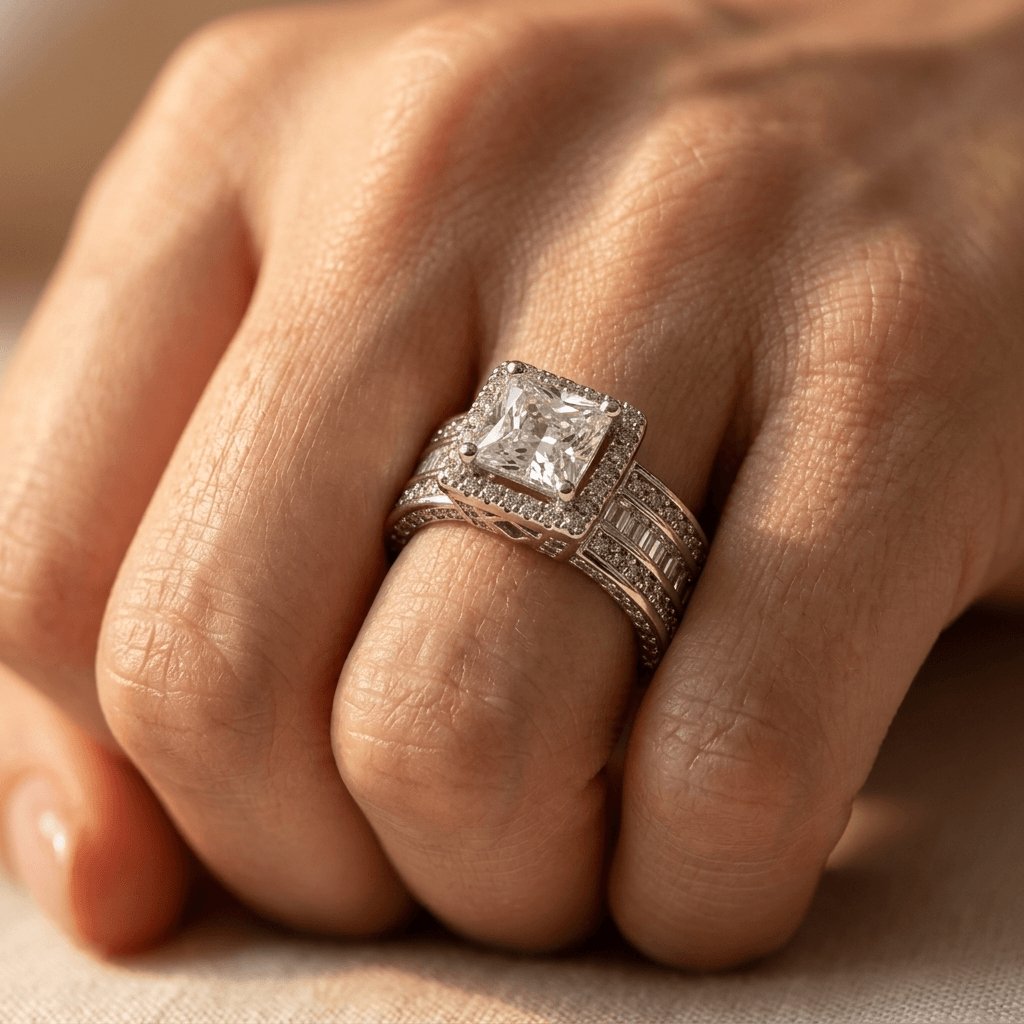 Elegant Cubic Zirconia Copper Engagement Ring