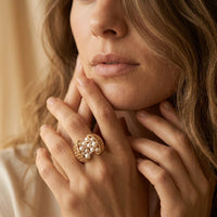 Gold Filigree Pearl Cluster Ring