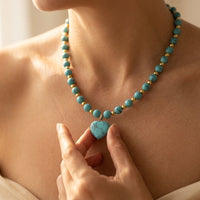 Boho Gold Turquoise Heart Beaded Necklace