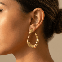 Gold Chunky C Shaped Drop Earrings