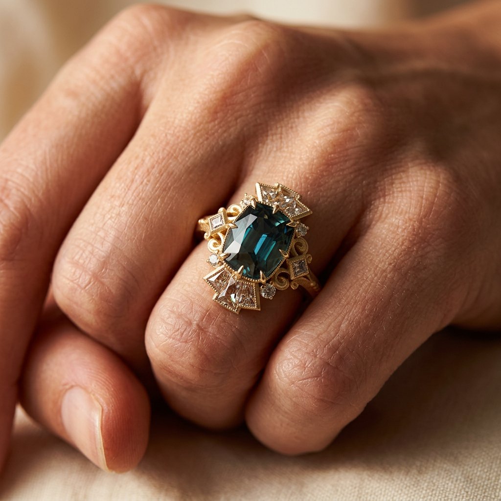 Vintage Gold Sapphire Filigree Ring
