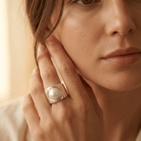 Vintage Silver Gold Pearl Statement Ring