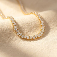 Gold Pear Shaped Diamond Tennis Necklace