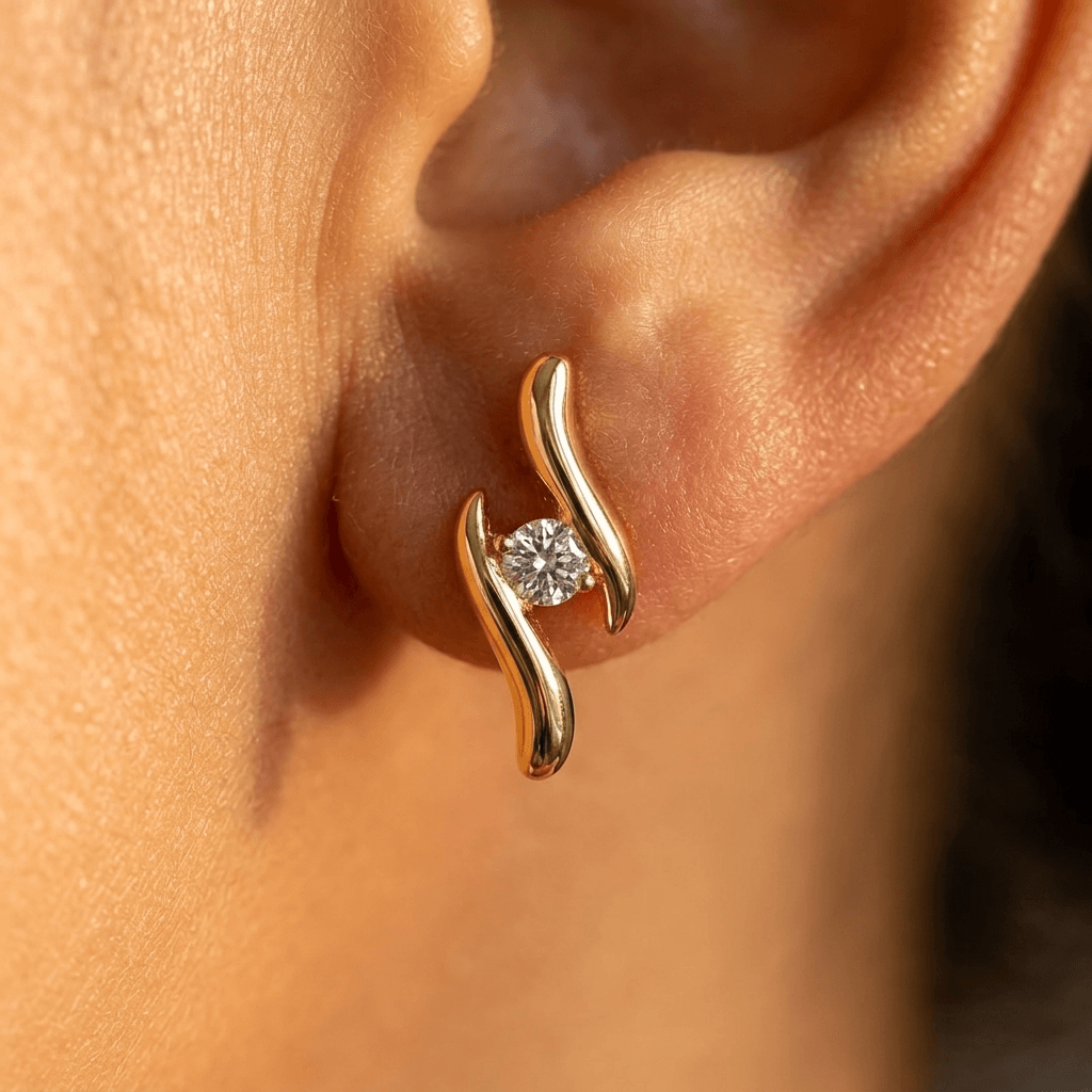 Elegant Gold Curved S Shape Hook Earrings