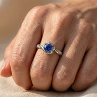 Silver Blue Sapphire Round Ring