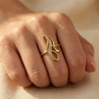 Gold Cubic Zirconia Filigree Wing Ring