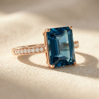 Rose Gold London Blue Topaz Square Ring
