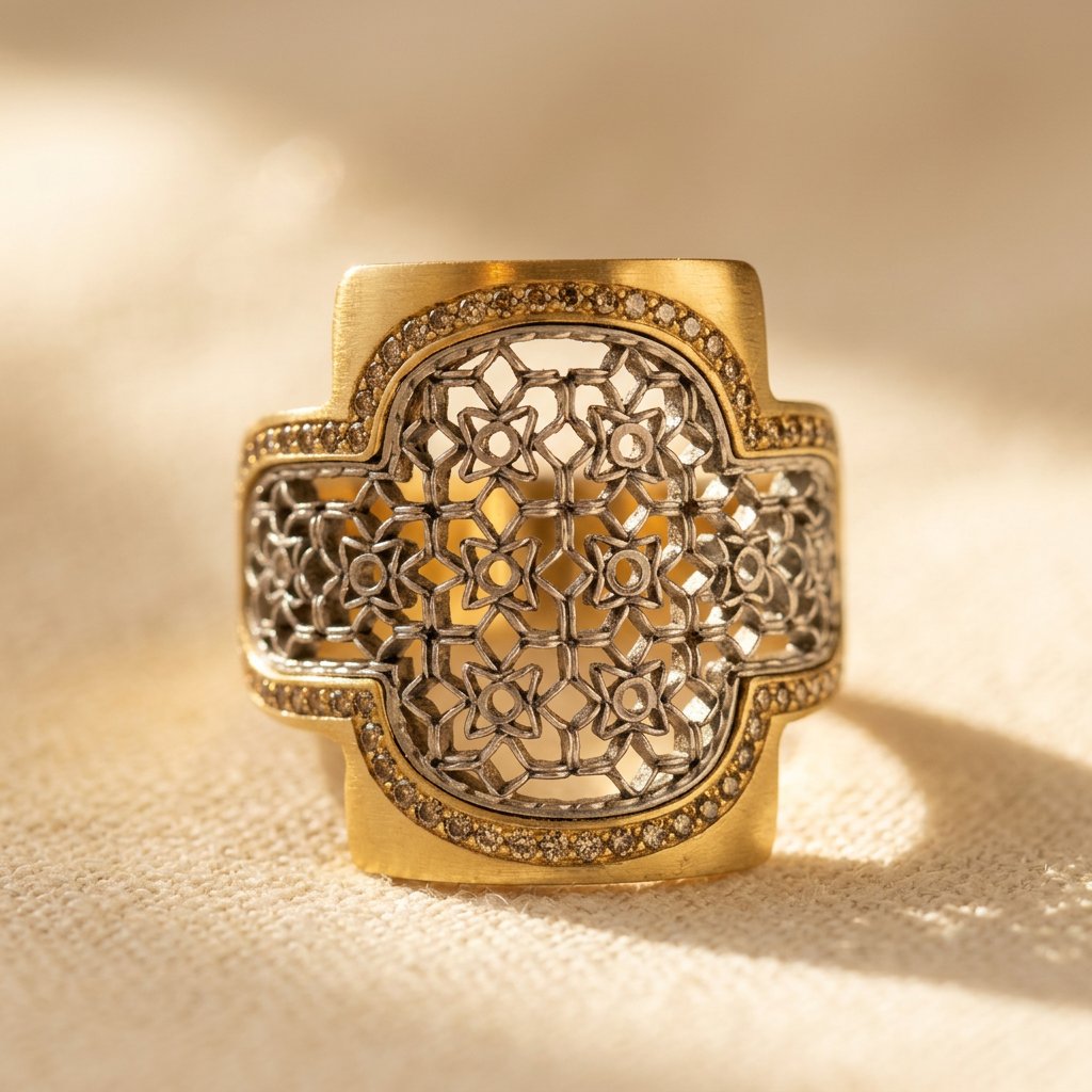 Vintage Gold Filigree Floral Cutout Ring