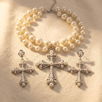 Pearl Inlaid Layered Necklace Jewelry Set
