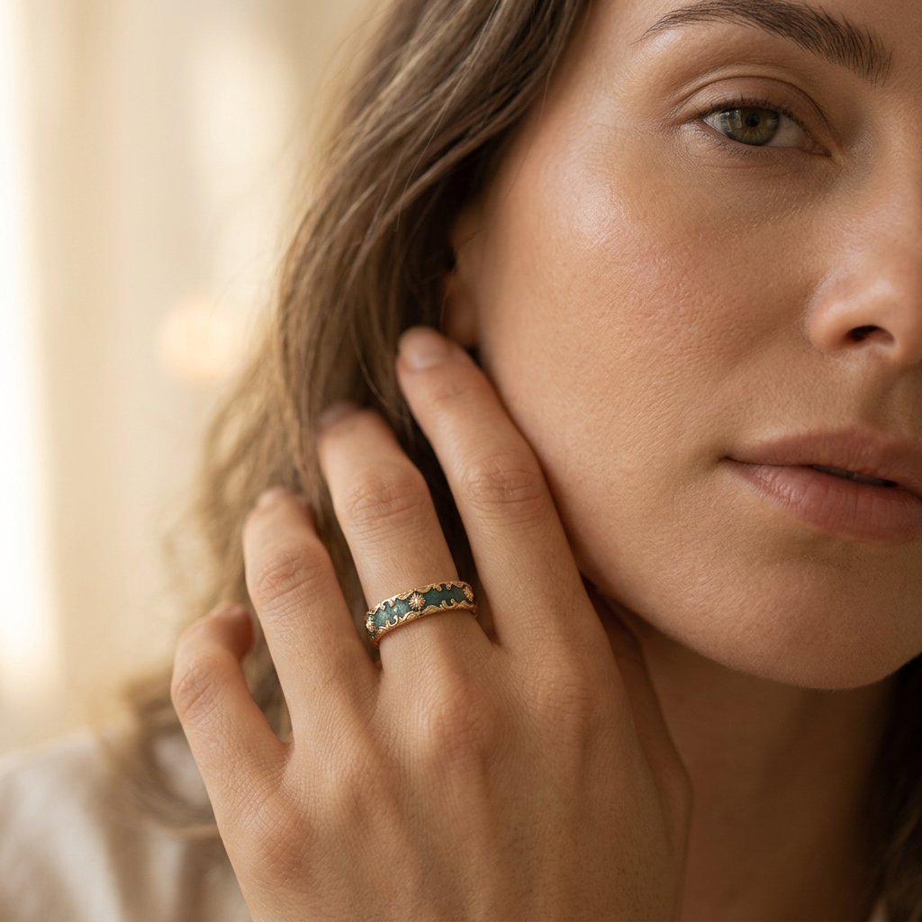 Vintage Gold Turquoise Filigree Ring