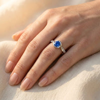 Silver Blue Sapphire Round Ring