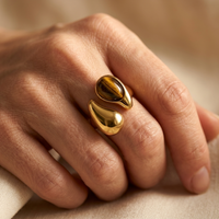 Gold Tiger Eye Stone Oval Statement Ring