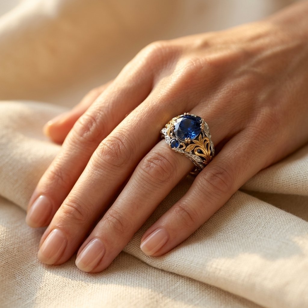 Vintage Gold Sapphire Filigree Ring
