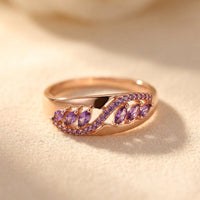 Rose Gold Purple Amethyst Wing Ring