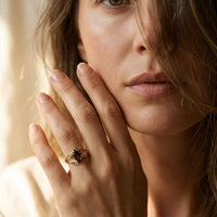 Vintage Gold Smoky Quartz Wing Ring