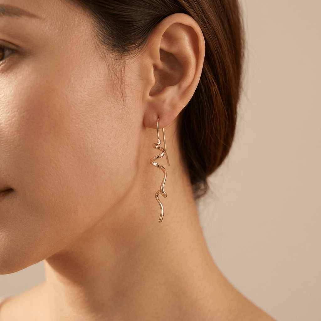 Artistic Twisted Gold Long Hanging Earrings