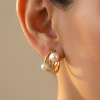 Elegant Gold Pearl Bracelet Ring Set