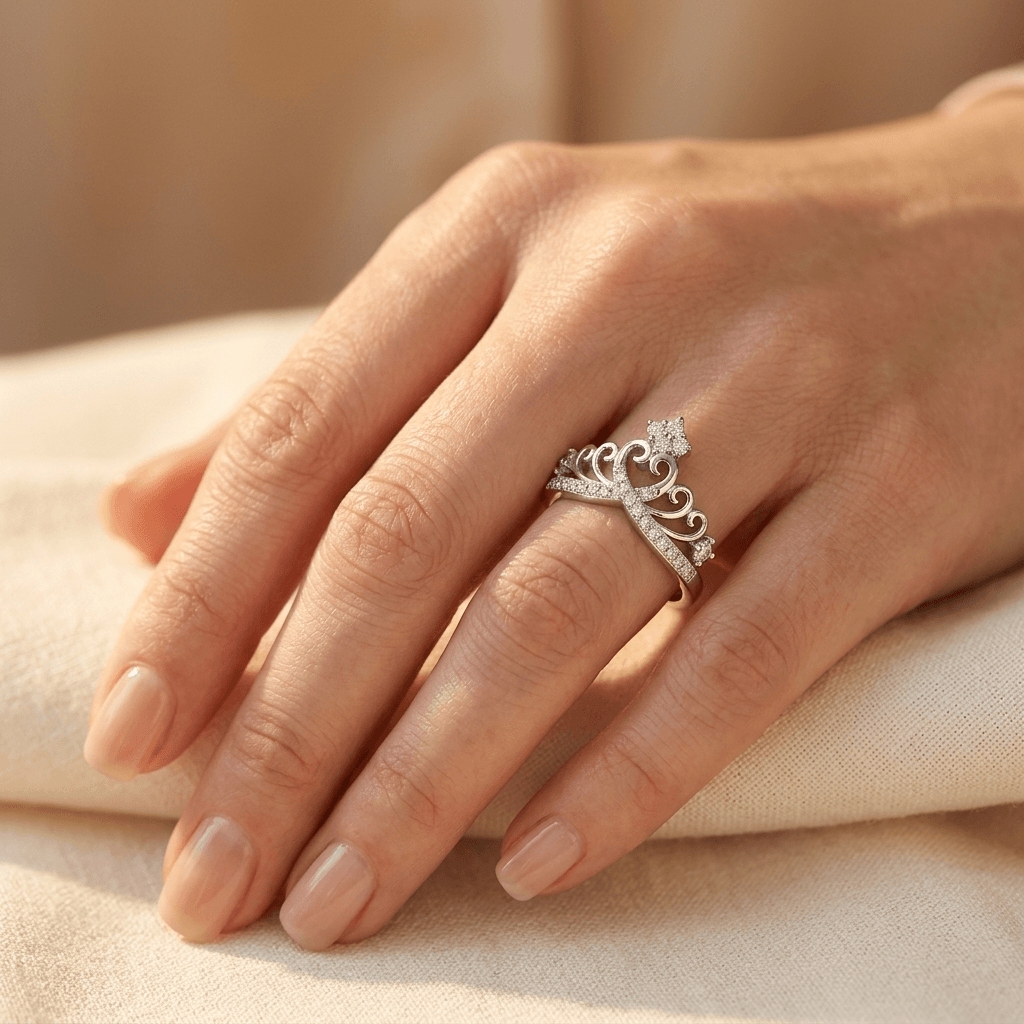 Elegant Women's Silver Cubic Zirconia Wide Ring