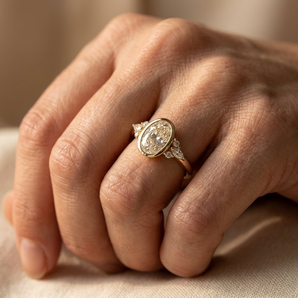 Vintage Gold Oval Zirconia Cluster Ring
