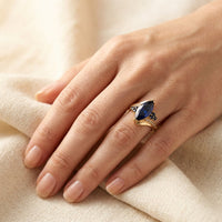 Gold Sapphire Marquise Filigree Ring