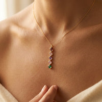 Colorful Gold Rainbow Square Pendant Necklace