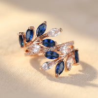 Rose Gold Sapphire Oval Leaf Ring