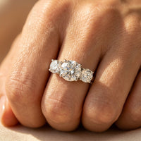 Silver Round Cubic Zirconia Three Stone Ring