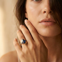 Gold Sapphire Marquise Filigree Ring