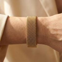 Gold Mesh Woven Stainless Steel Cuff Bracelet