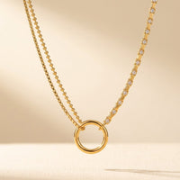 Gold Asymmetrical Chain Circle Necklace