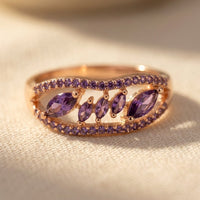 Rose Gold Purple Amethyst Wing Ring