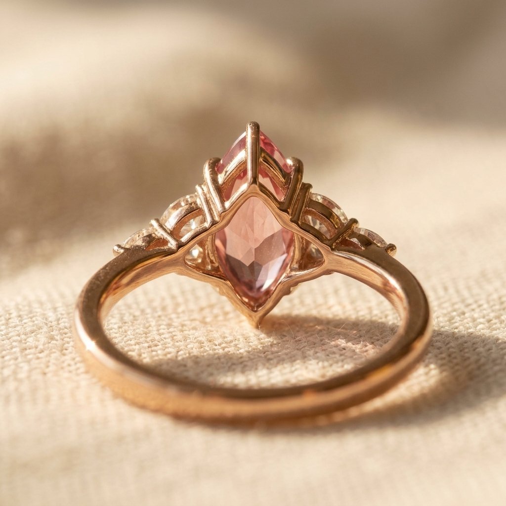 Rose Gold Pink Tourmaline Marquise Ring