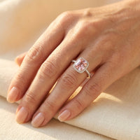 Rose Gold Morganite Cushion Halo Ring