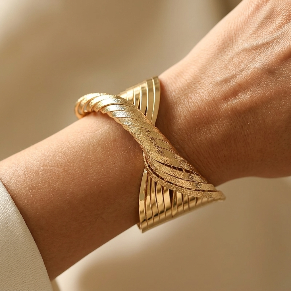 Twisted Gold Plated Cuff Bracelet