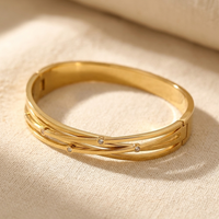 Gold Diamond Accent Stackable Bangle Bracelet