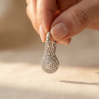 Silver Cubic Zirconia Halo Leverback Drop Earrings