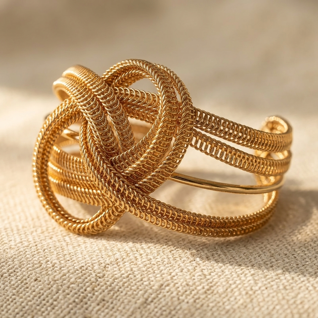 Gold Geometric Hollow Open Cuff Bracelet