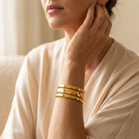Gold Multi Layer Cuff Opening Bracelet