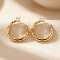 Minimalist Gold Square Cubic Zirconia Earrings
